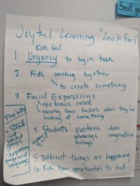 Joyful learning "look for's" chart